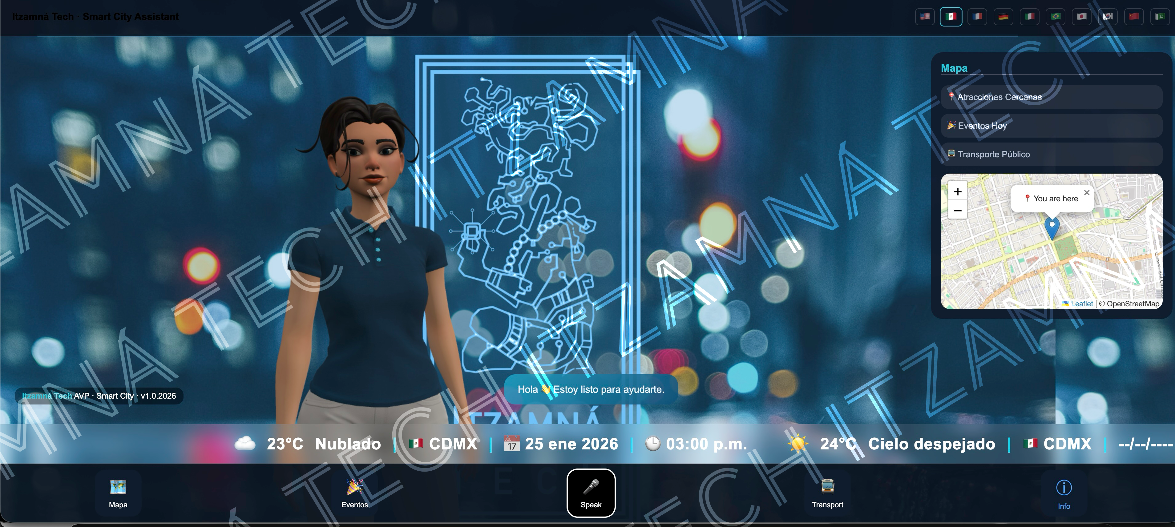 Interfaz de usuario del Asistente de Ciudad Inteligente - Itzamná Tech Cover